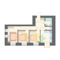 Three bedroom apartment with a big terrace plan / layout, architectural background